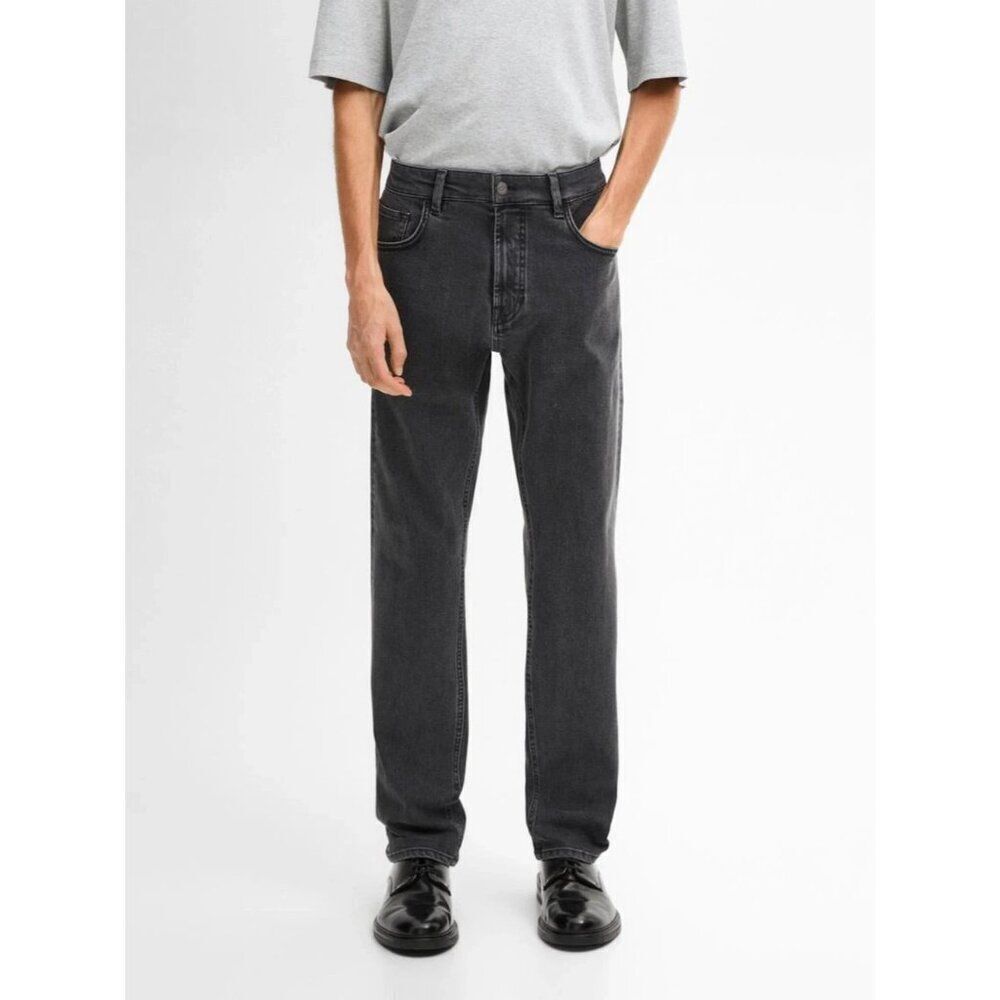 Massimo Dutti Mens Jeans EU 46 US 36 Gray black Slim Fit Cotton 0035/055 NWT